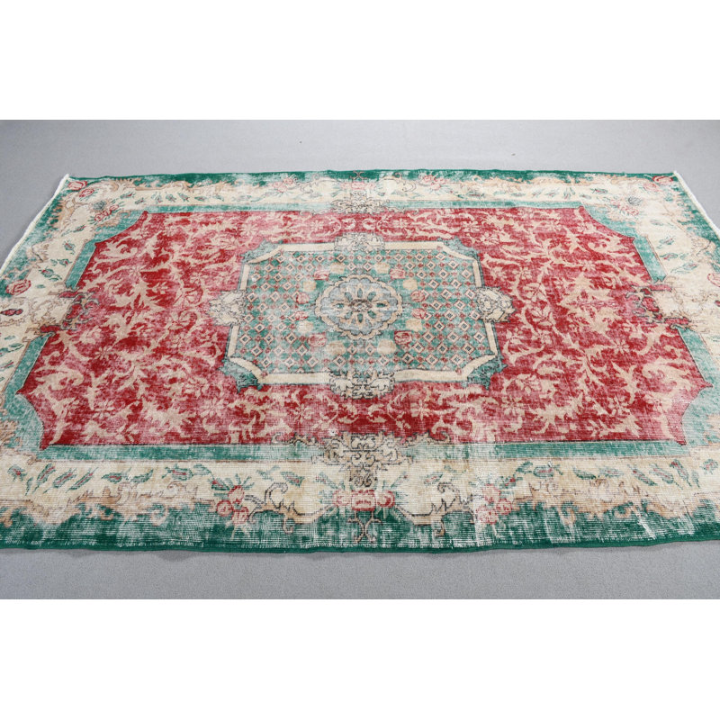 Grand tapis turc Oushak de couleur rouge, idéal pour la salle à manger, rehaussant un décor bohémien chic rétro de qualité suprême