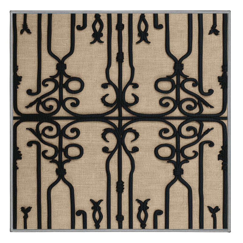 Washable Wrought Iron Farm Area Rug, Square 7'
