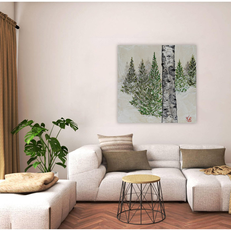 "Wintered Pines", art mural sur toile, Toile tendue, H 20 po x l 20 po