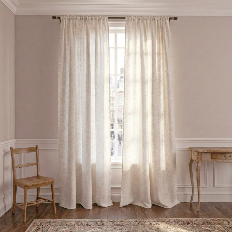 Paire de rideaux semi-transparents aspect lin, L 55,12 po x L 94,49 po