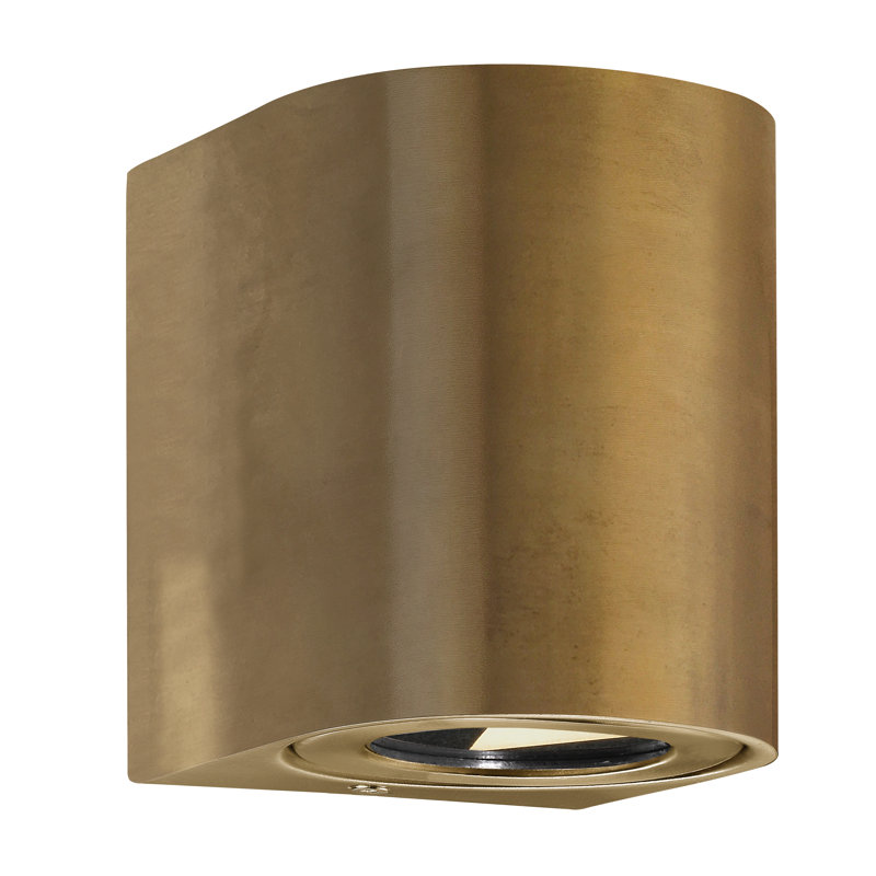 10.4cm H Integrated LED Outdoor Flush Mount, Brass, Brass