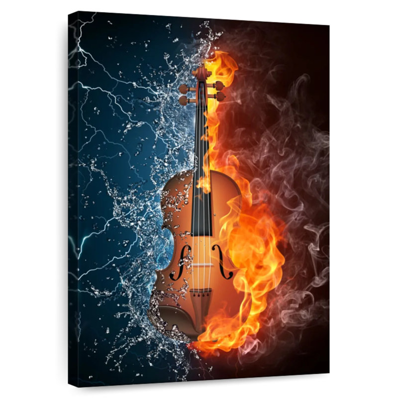 Abarca Water And Fire Violin, 39" H x 26" W