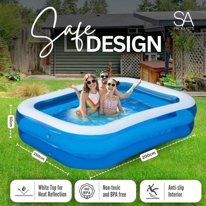 Polyvinyl Chloride (PVC) Rectangle Inflatable Pool 7cm H x 150cm W x 30cm L