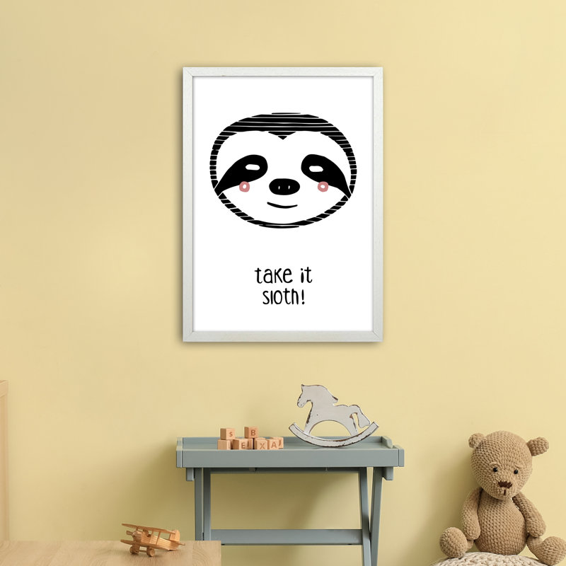 Sloth by Miniofmine - Print, 63cm H x 46cm W x 3cm D, Brown Framed