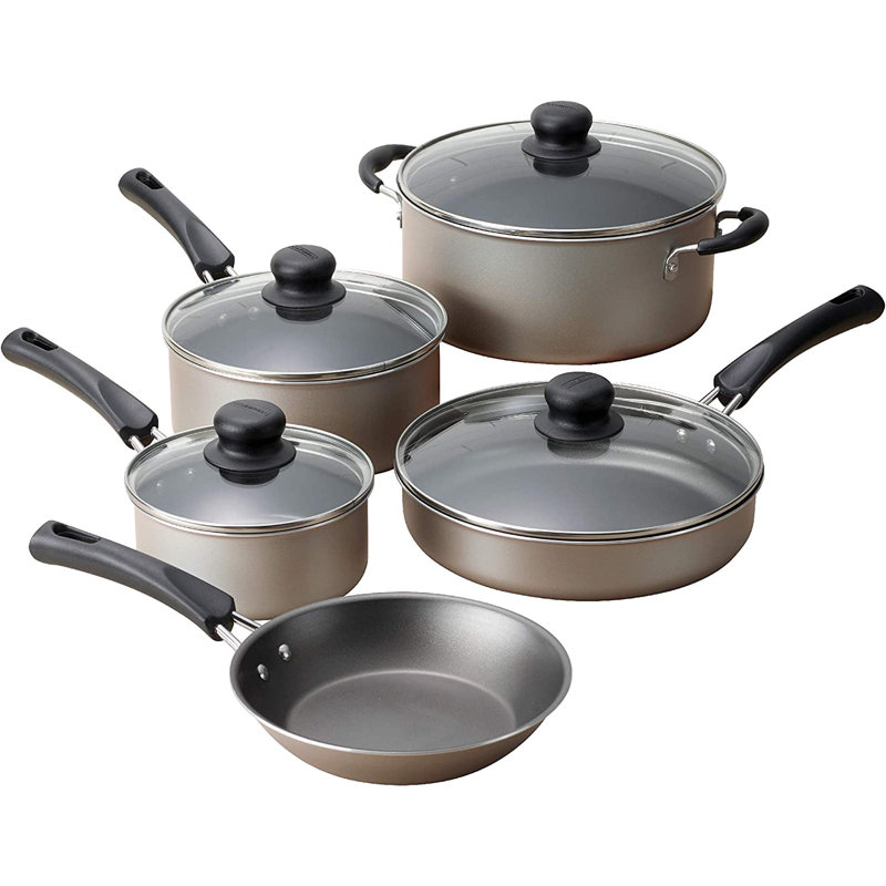Tramontina 9-Piece Non-Stick Cookware Set, Champagne