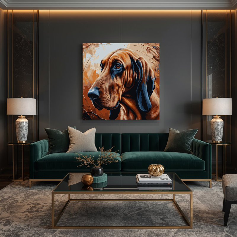 «Dogs», art mural brun sur toile, H 12 po x l 12 po