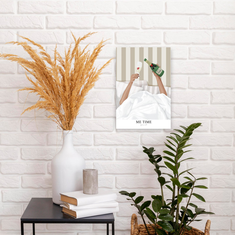 Champagne In Bed by ByKammille - Wrapped Canvas Print, 45.72 cm H x 30.48 cm W