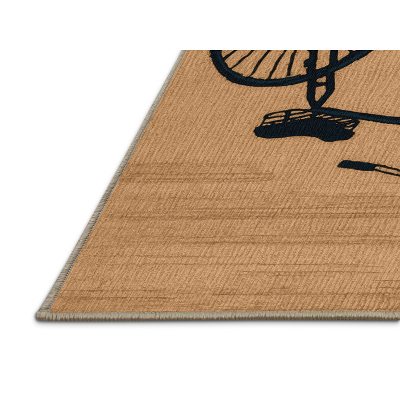 Machine Washable Transportation Brown Area Rug, Rectangulaire 8 pi x 10 pi