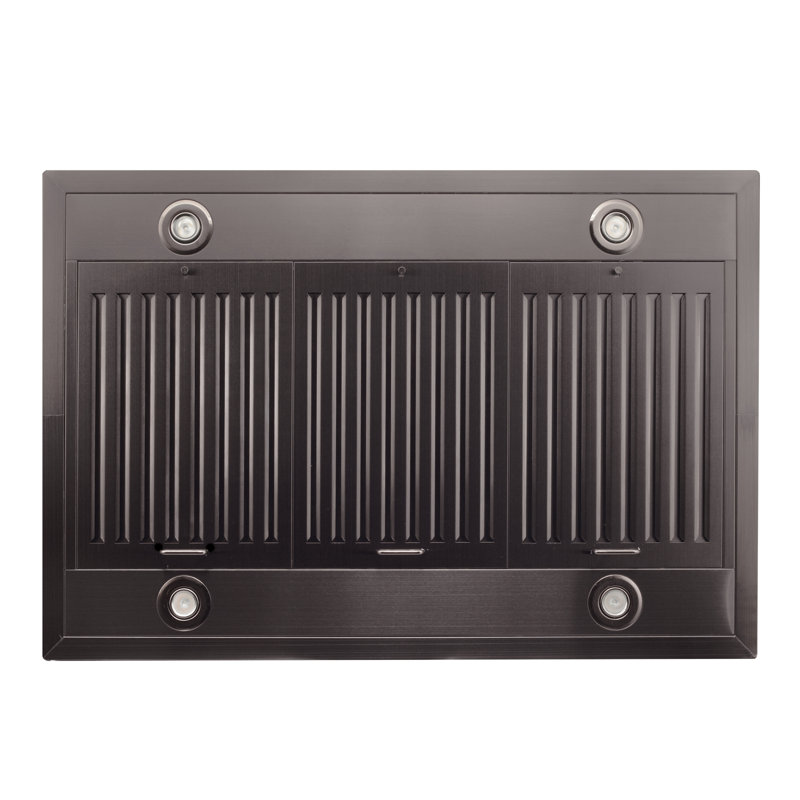 36'' Black Stainless Steel Convertible Island Range Hood