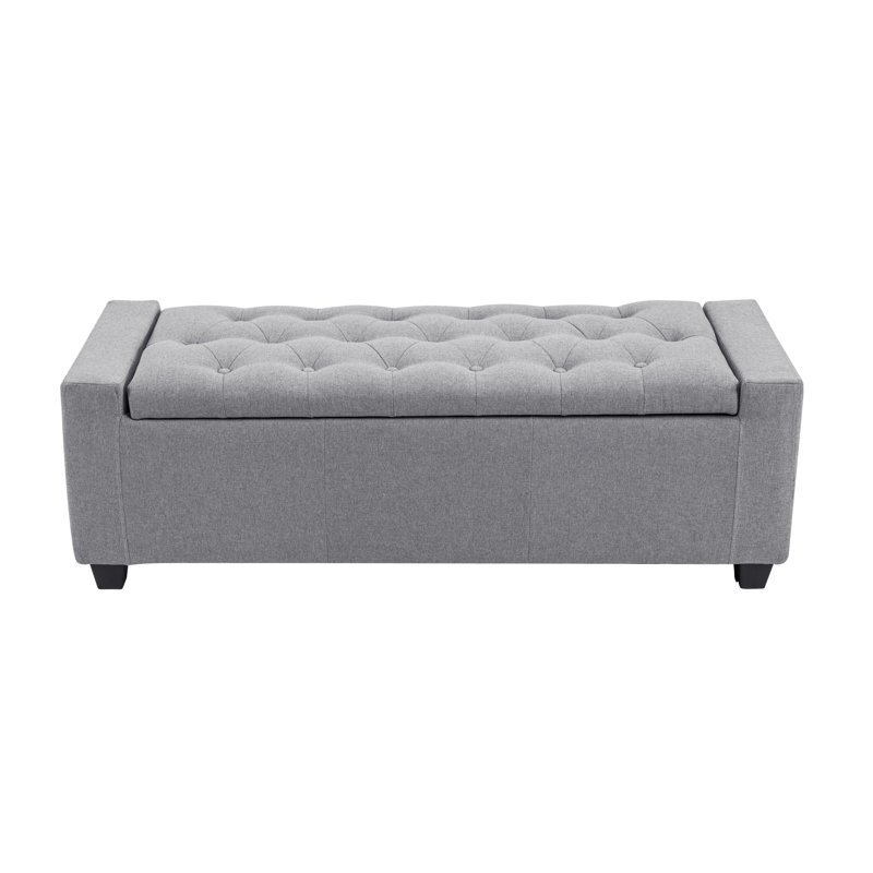 Addelina Fabric Upholstered Storage Bench, Grey