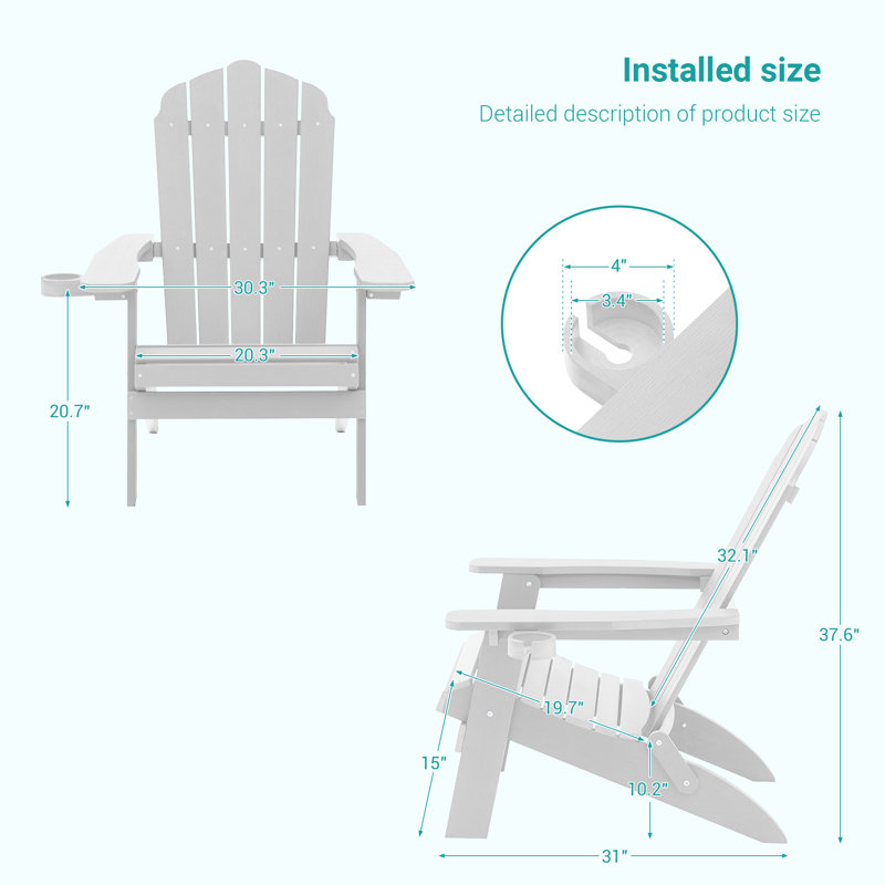 Chaise Adirondack pliable Luna, Blanc