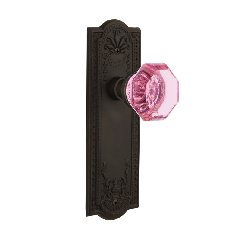 Plaque longue de porte mortaise intérieure en cristal rose avec pré Waldorf, 2 1/4 po, Bronze frotté à l'huile