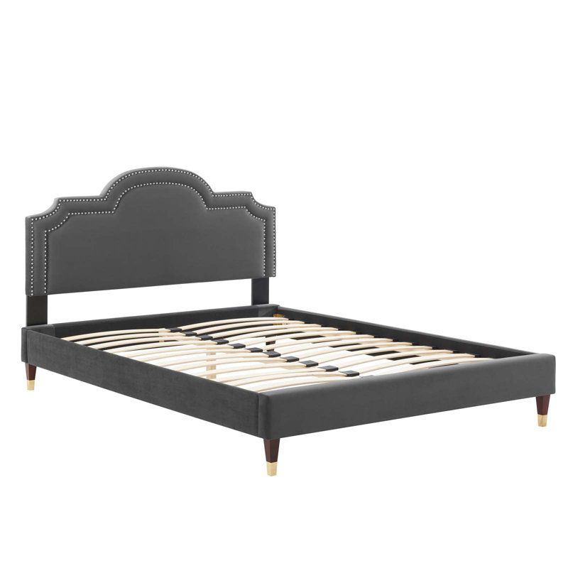 Modway Aviana Performance Velvet Bed, Twin, Charcoal