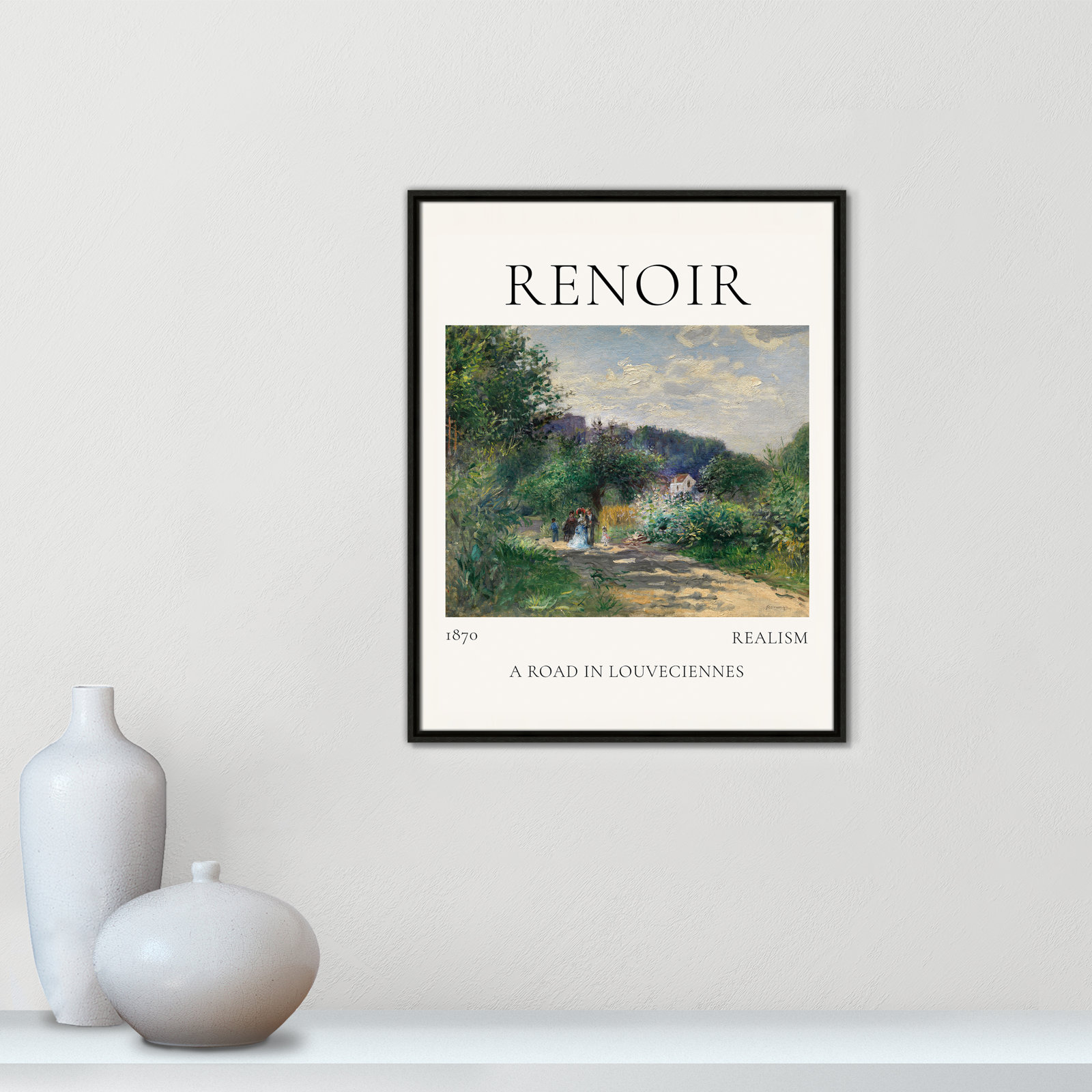 Old Masters Collection "A Road in Louveciennes" Print, Espresso Floater Frame, No, 29.5" H x 23.5" W x 2" D