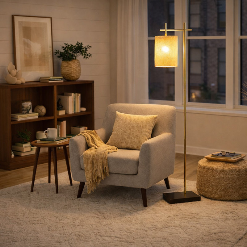 BERTEN 60" BAMBOO CYLINDER SHADE FLOOR LAMP