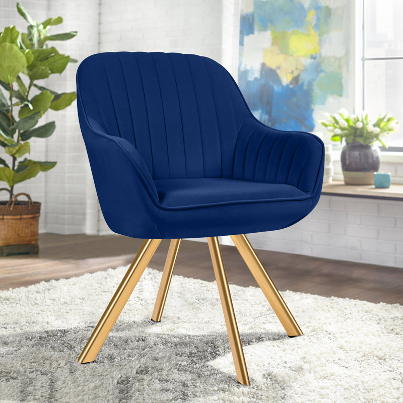 Fauteuil d'appoint pivotant de 24,4 po Rhudie, Tissu marine