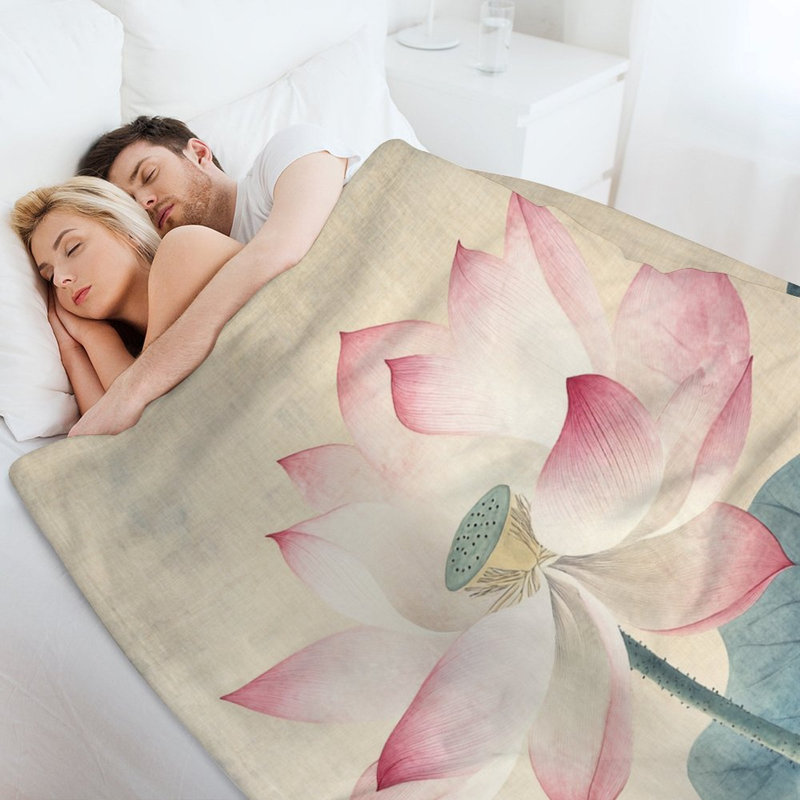 Jeté en flanelle de luxe Pinklotus Blossom, 40 po x 50 po