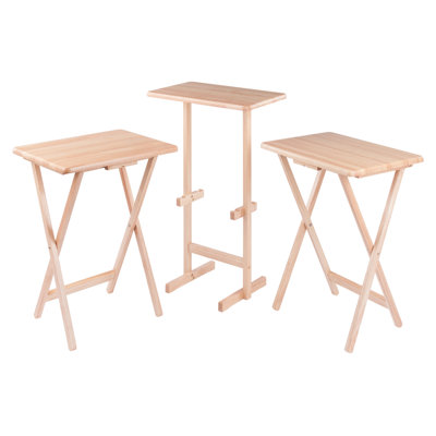Alvah 3-pc Set Snack Table, Natural Finish