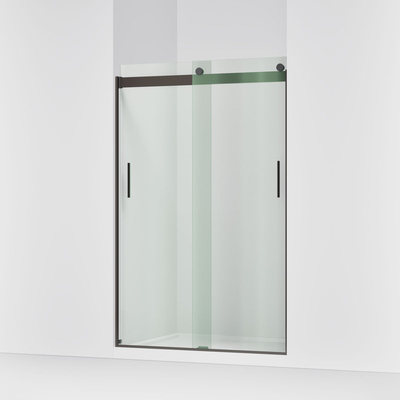 Levity 47.58" x 74" Bypass Shower Door with CleanCoat® Technology, Anodized Dark Bronze, Crystal Clear