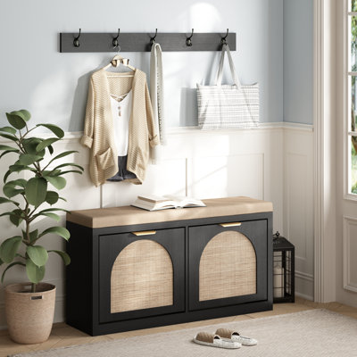 Anteus Storage Shoe Bench With Coat Rack Shoe Cabinet With Seat Cushion