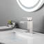 Robinet de meuble-lavabo moderne, levier simple, nickel brossé, acier inoxydable et assemblage de drain élégant-124827856