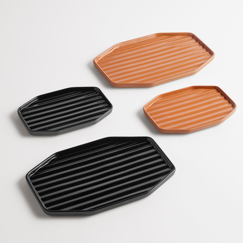 Vice Versa Decorative Tray, 1" H x 16" W x 10" D, Terracotta