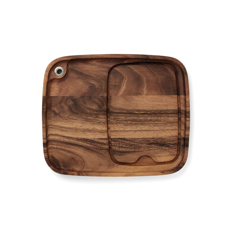 Acacia Wood Rectangular Steak Barbecue Plate with Juice Groove