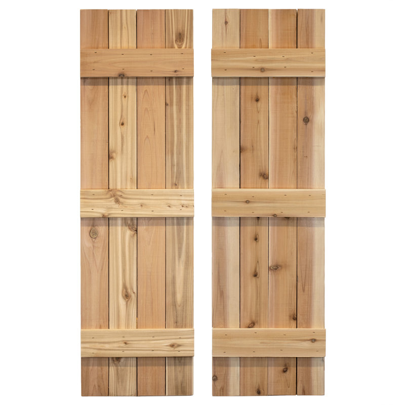 Volets traditionnels pour l'extérieur en planches avec couvre-joints, H 60 po, Brun café