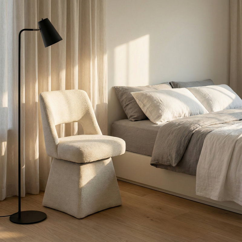 Chaise pivotante en chenille moderne, dossier ouvert - Conception rotative à 360 ° pour la salle à manger, Kaki