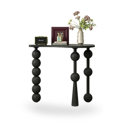 Black Solid Wood Rectangular Shape Console Table