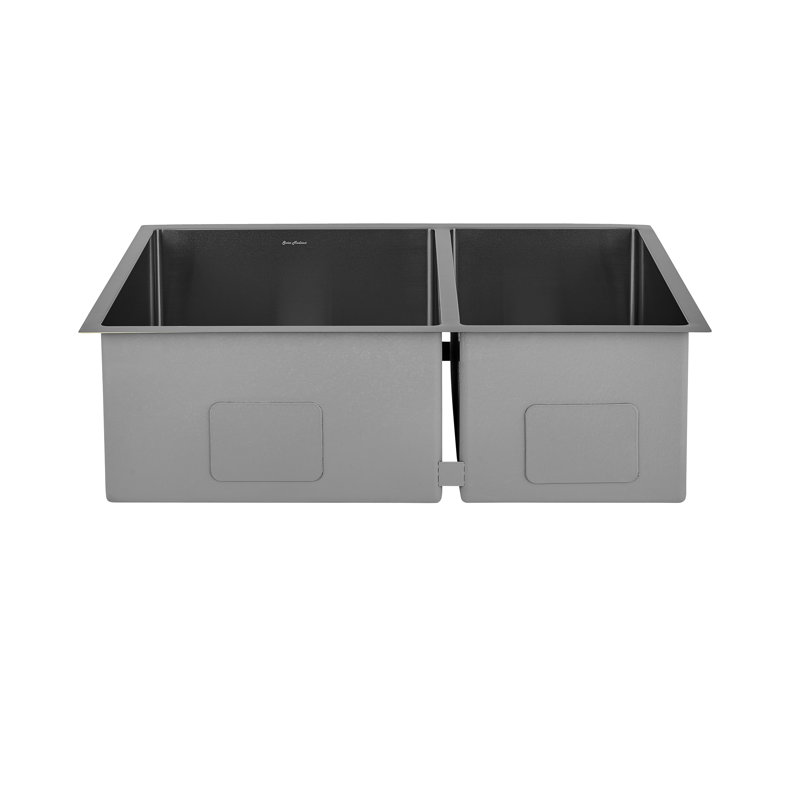 Rivage 33 x 20 Stainless Steel, Dual Basin, Undermount Kitchen Sink, Black