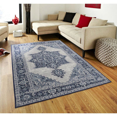 Tapis décoratif bleu Touffeté oriental wissem