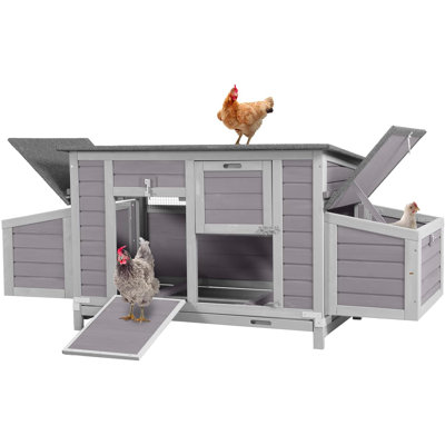 Chicken Coop Outdoor Wooden Portable Hen House Expandable Poultry Cage with Nesting Box,Perches,Waterproof Roof