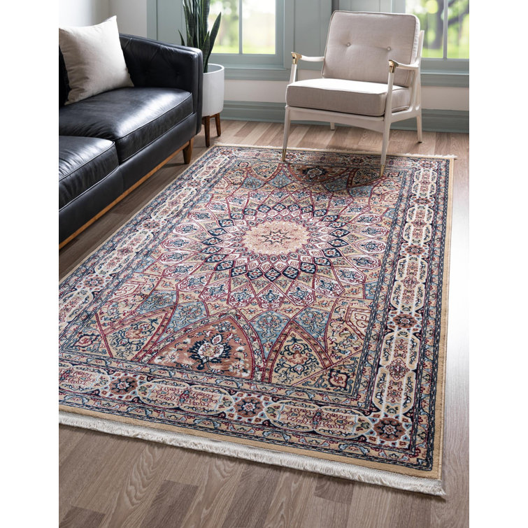 Tapis oriental beige / bourgogne Jackson