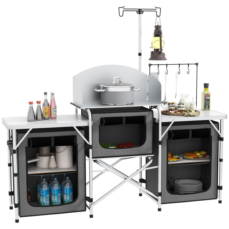 Rectangular Folding Outdoor Camping Table , 67.7'' in. W 18.9'' in. D, Gray