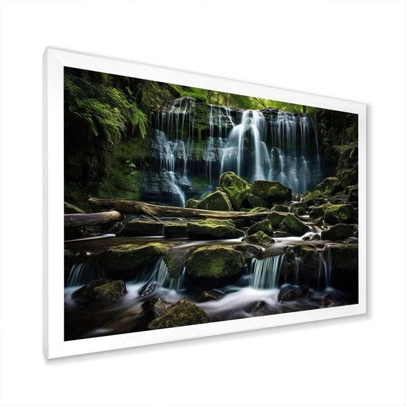 Scenic Whispering Waters Landscape II, Cadre simple blanc, H 34 po x l 44 po x P 1,5 po