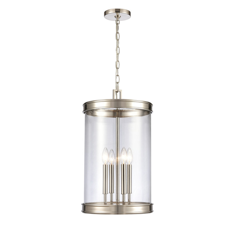 Luminaire suspendu 4 lumières de 12,75 po de large Mendoza - nickel poli, H 22,75 po x l 12,75 po x P 12,75 po, Nickel