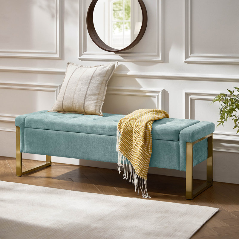 Banc de rangement rembourré Shanieka, Sauge