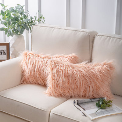 Chrismas Long Faux Fur Collection Square Throw Pillow