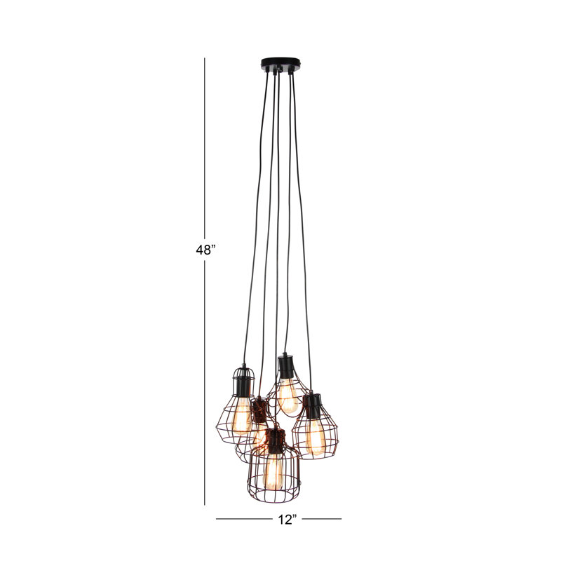 Luminaire suspendu grappe en laiton à 5 lumières Hoch