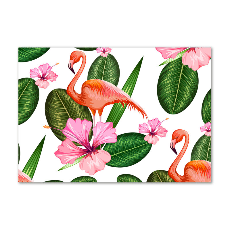 Flamingos And Plants - No Frame Print on Canvas