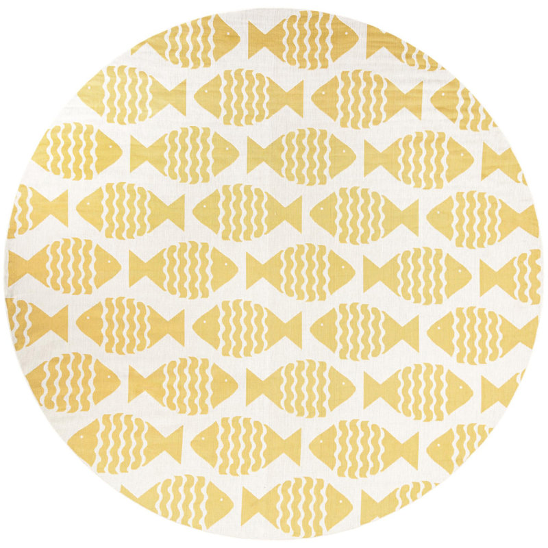 Tapis contemporain de couleur jaune Daitzman, Rond 12 pi