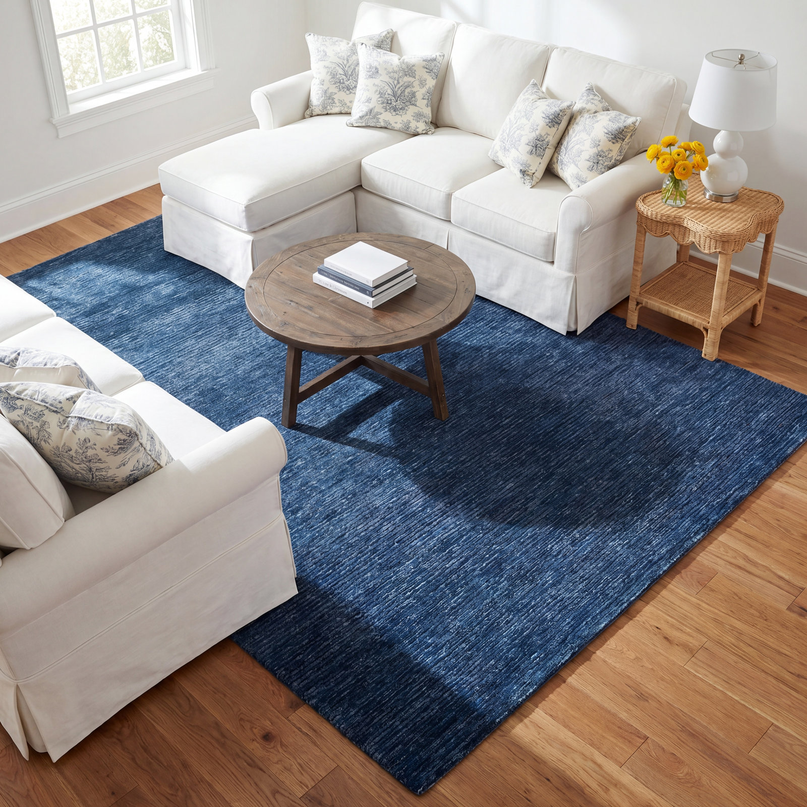 Waterton Handmade Performance Blue Indoor/Outdoor Rug, Rectangle 5' x 7'6"