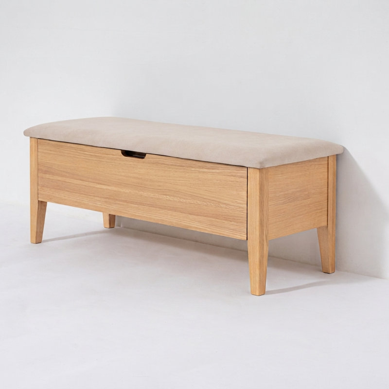 Banc Oslo en chêne blanc américain de 43 po – Tissu Riely