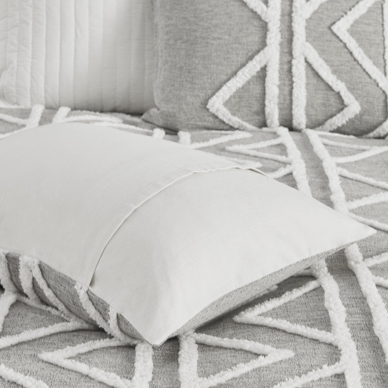 Hayes Gray Cotton Chenille Full/Queen Duvet Cover Set