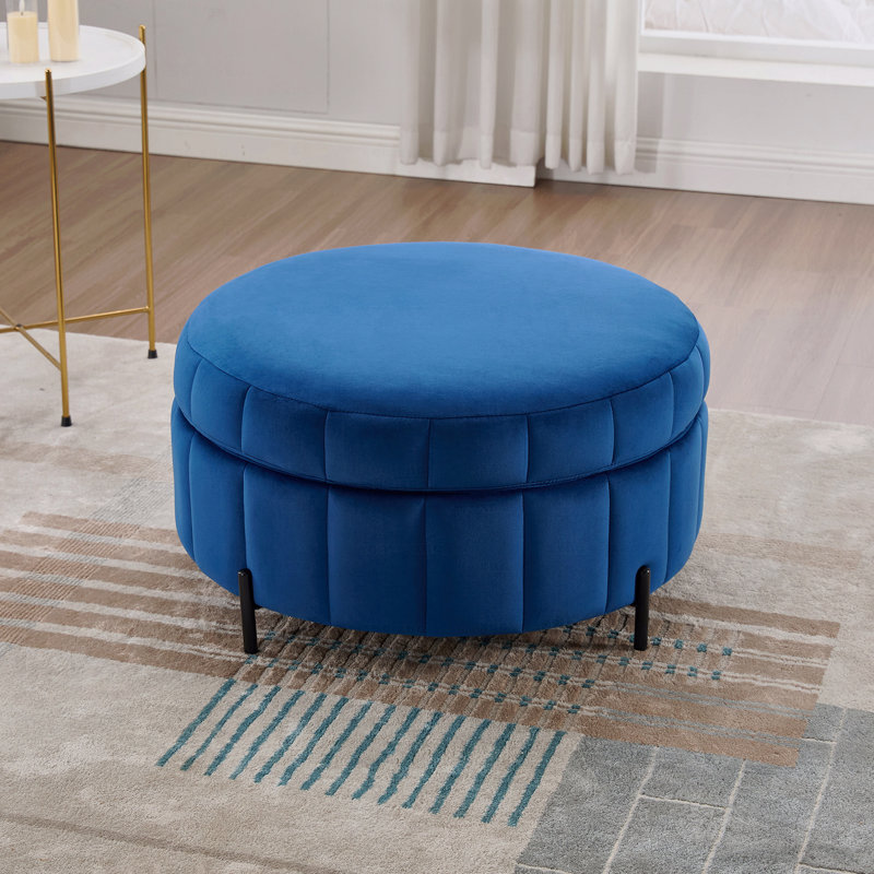 Repose-pieds l 31,5 po avec couvercle réversible, tabouret de rangement en velours avec conception capitonnée en forme de citrouille