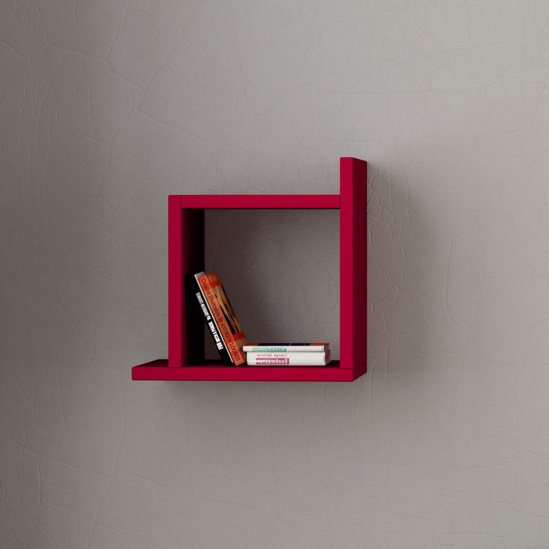 Rio 1;1 Piece Square Floating Shelf, Burgundy