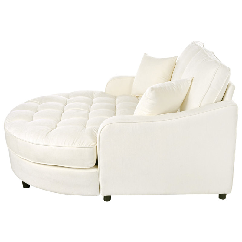 Méridienne beige de 55 po. Coin salon spacieux. Oreillers amovibles. Revêtement en chenille. Fabrication. Lit rembourré en mousse de qualité supérieure. Siège spacieux. Oreillers pour plus de confort. Structure en tissu. Haut
