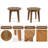Round Acacia Wood Outdoor Side Table with Slatted Top-1706014461