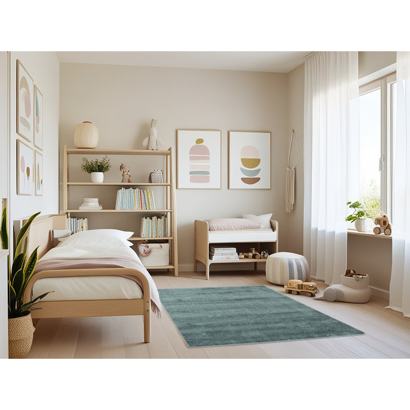 Tapis de zone vert contemporaine, Rectangle 3 pi x 5 pi